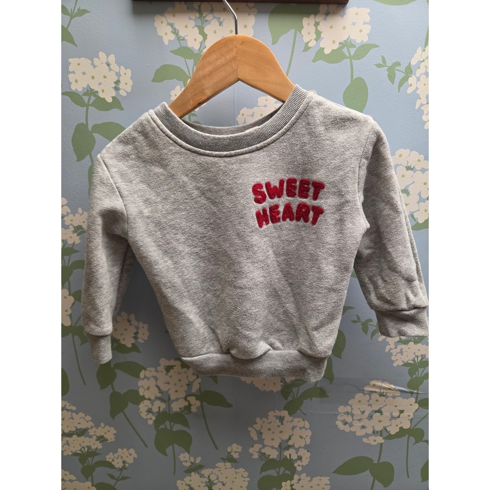 Baby Gap Sweet Heart Gray Fleece Sweatshirt Pullover 18-24 Months